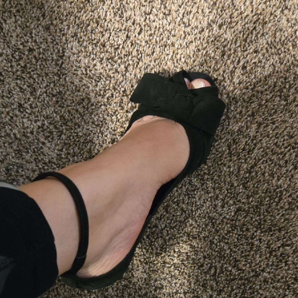 Aldo Black Peep-Toe Heels with Bow